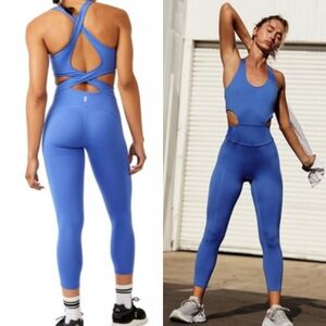 Free People FP Movement Back It Up Onsie "Swim Club Pool Blue" NWT Womens Active